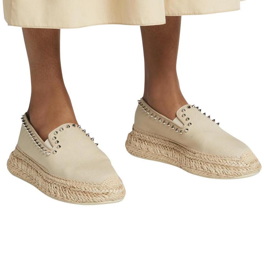 Espaboat Flat Beige WOMEN'S Spike Slip On Espadrille Slides Shoes E213